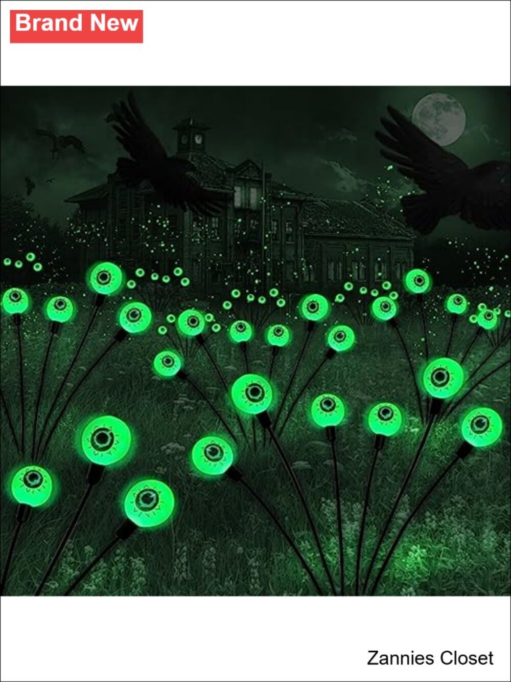 👻 Solar Halloween Eyeball Lights 2Pack 12LED Waterproof Swaying Outdoor Path